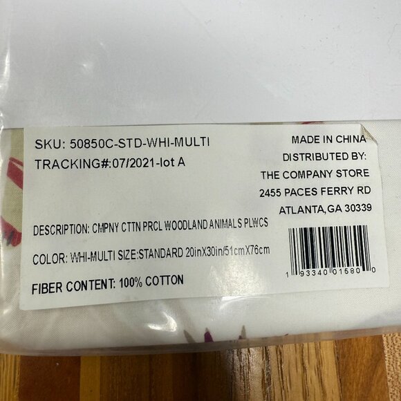 The Company Store Percale Standard Pillowcases Woodland Animals 100% Cotton New - Picture 3 of 3